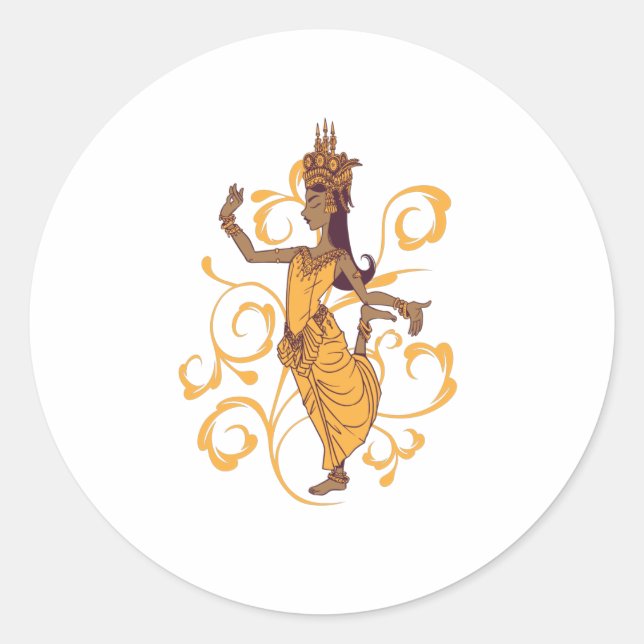 Sticker Rond Danseur Apsara (Devant)