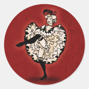 Sticker Rond Danseur Cancan