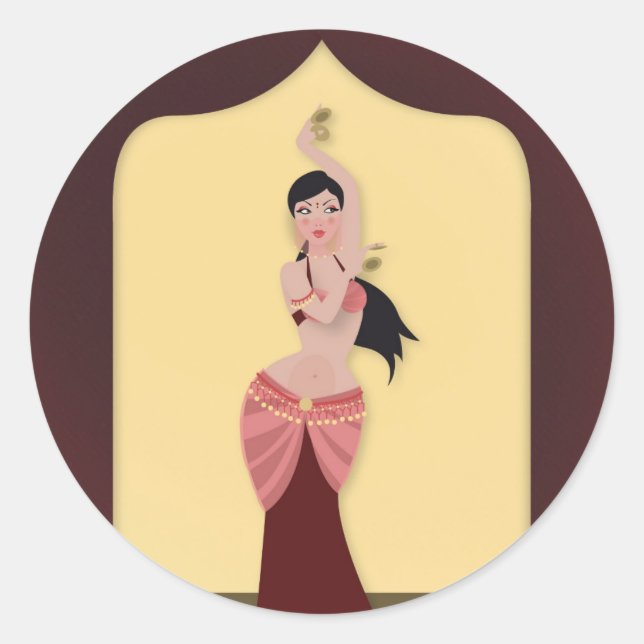 Sticker Rond Danseur du ventre Danseur du Moyen-Orient (Devant)
