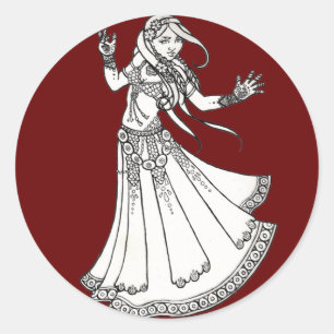 Sticker Rond Danseur du ventre de la tribu hennée