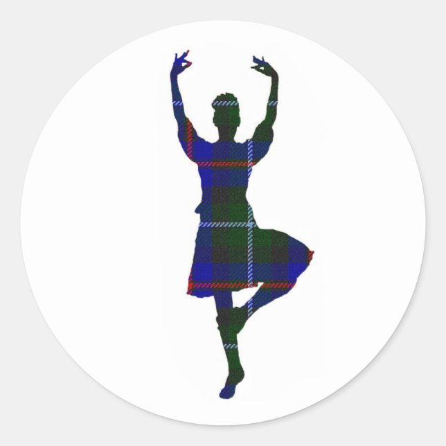 Sticker Rond Danseur écossais des Highlands (Devant)