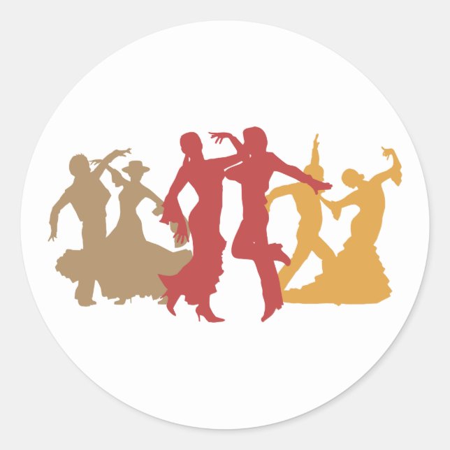 Sticker Rond Danseurs de flamenco colorés (Devant)