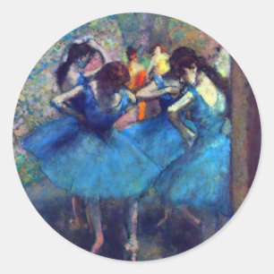 Sticker Rond Danseurs en bleu par Edgar Degas, Ballet Art Vinta