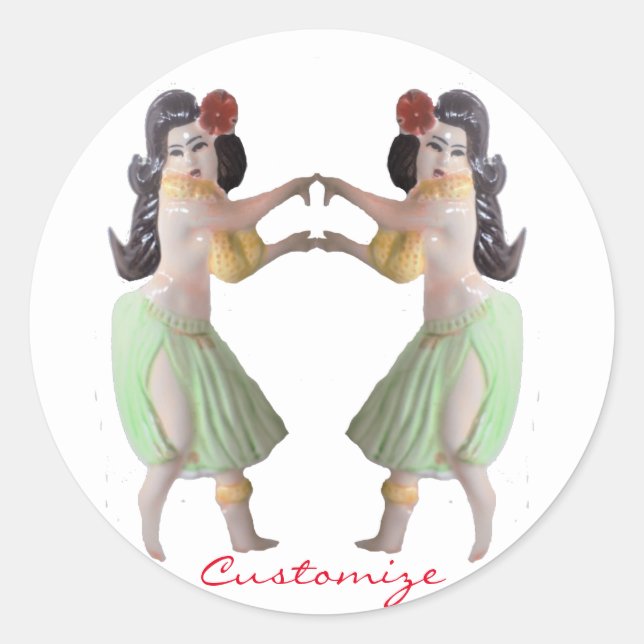 Sticker Rond Danseurs Hawaiian Hula Thunder_Cove (Devant)