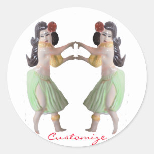 Sticker Rond Danseurs Hawaiian Hula Thunder_Cove
