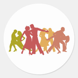 Sticker Rond Danseurs latins colorés