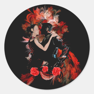 Sticker Rond Danseurs romantiques de tango sur la fractale