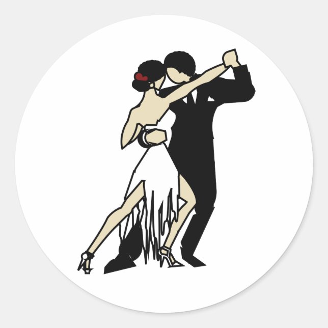 Sticker Rond Danseurs vintages de Tango (Devant)