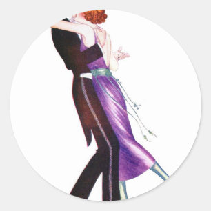 Sticker Rond Danseurs vintages Retro Femmes Deco