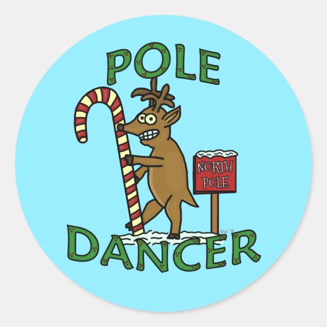 Sticker Rond Danseuse amusante Pun de rennes de Noël (Devant)