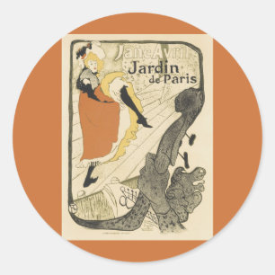 Sticker Rond Danseuse Art Nouveau Jane Avril, Toulouse Lautrec