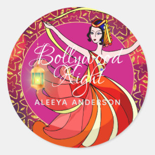 Sticker Rond Danseuse de fête Bollywood moderne personnalisée p