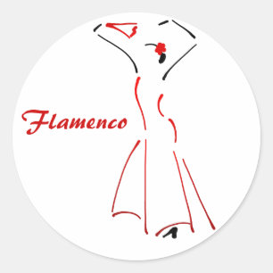 Sticker Rond Danseuse de flamenco avec Slogan personnalisable
