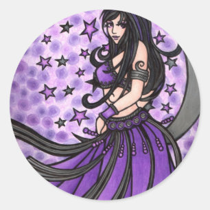 Sticker Rond Danseuse du ventre violet