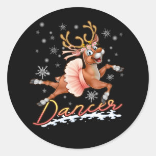 Sticker Rond Danseuse Joyeux Noël Danser Rinder Xmas