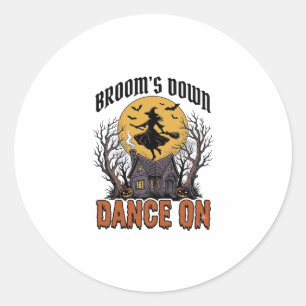 Sticker Rond Danseuse Sorcière Drôle Gravure Halloween Vintage