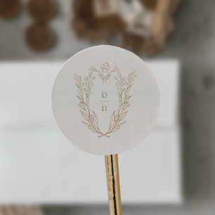 Sticker Rond DAPHNE Formal Cream Gold Classic Mariage Monogramm