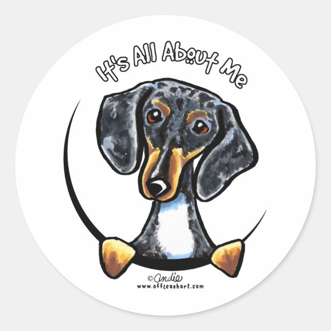 Sticker Rond Dapple Dachshund C'Est Tout Pour Moi (Devant)