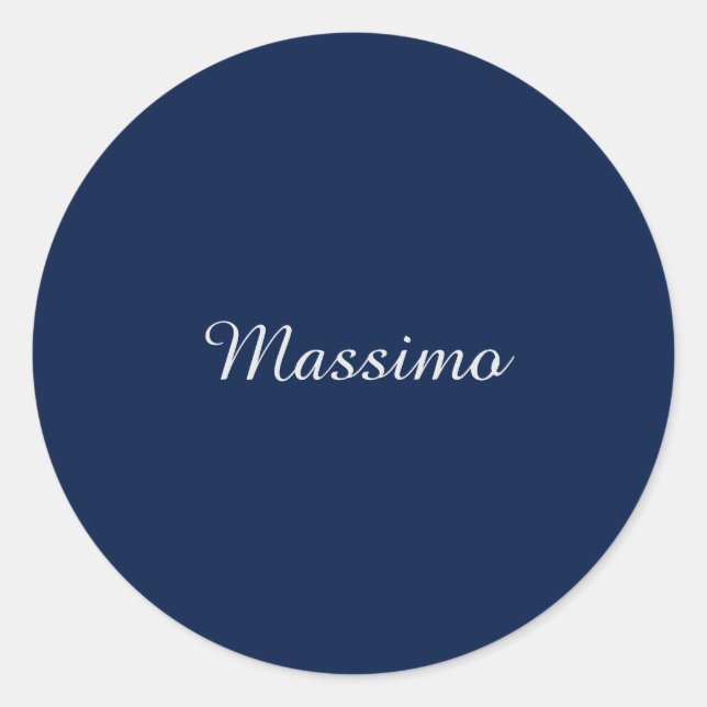 Sticker Rond Dark Blue Elegant Casual Own Name Handwriting (Devant)