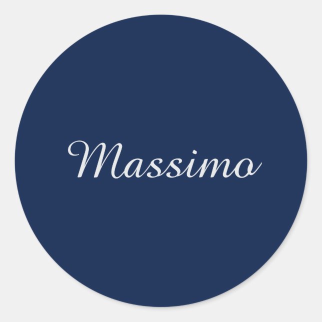 Sticker Rond Dark Blue Elegant Casual Own Name Handwriting (Devant)