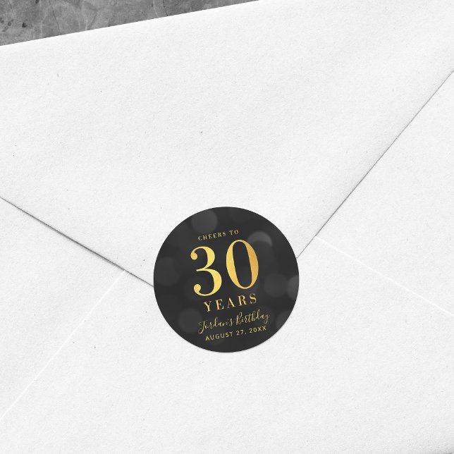 Sticker Rond Dark Bokeh Gold salue à 30 ans anniversaire (Créateur téléchargé)