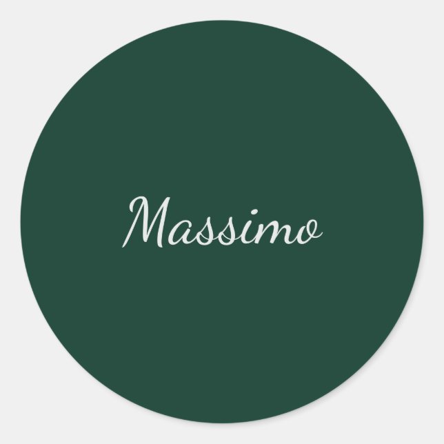 Sticker Rond Dark Green Elegant Casual Own Name Handwriting (Devant)
