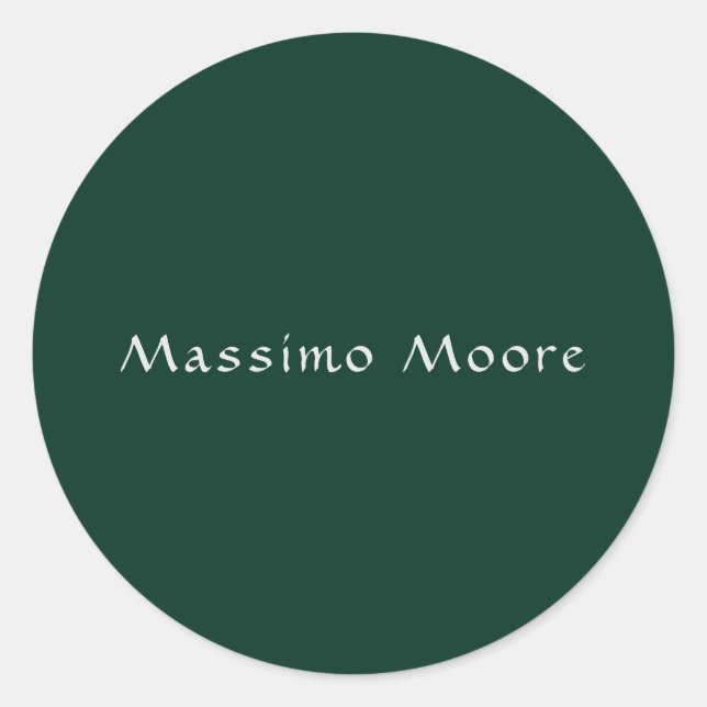 Sticker Rond Dark Green Elegant Casual Own Name Handwriting (Devant)