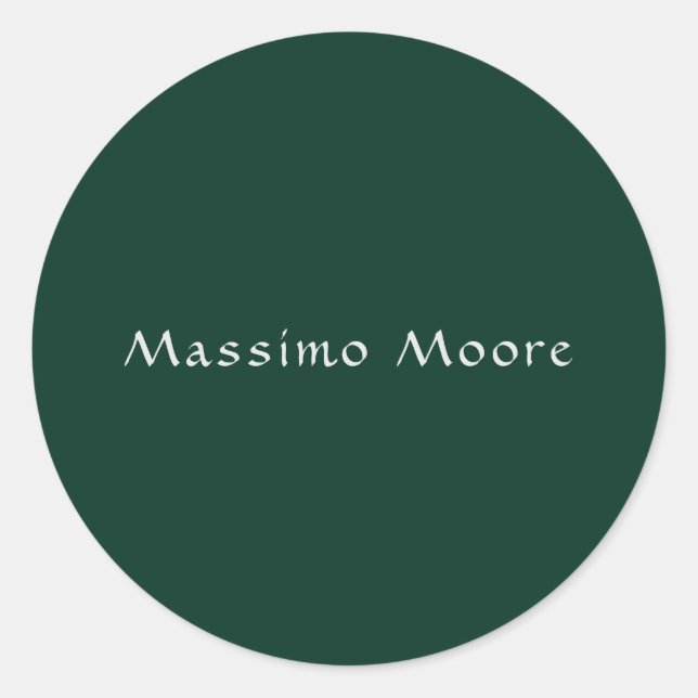 Sticker Rond Dark Green Elegant Casual Own Name Handwriting (Devant)