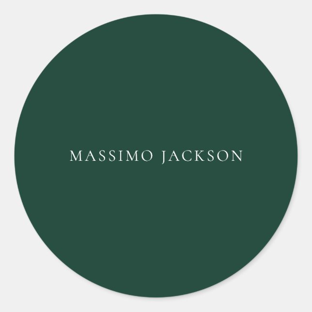 Sticker Rond Dark Green Minimalist Plain Modern Aesthetic Look (Devant)