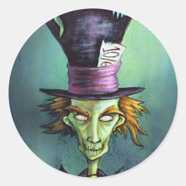Sticker Rond Dark Mad Hatter d'Alice au pays des merveilles (Devant)