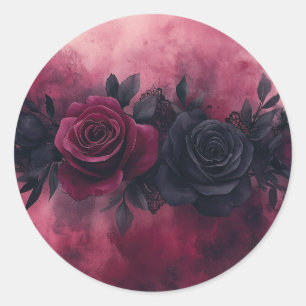 Sticker Rond Dark Romance : Rose gothique et dentelle
