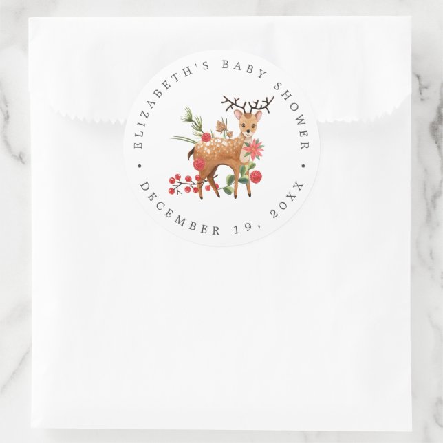Sticker Rond Darling Reindeer | Baby shower de Noël Favoriser (Sac)