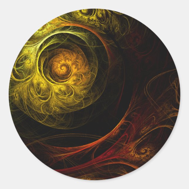 Sticker rond d'art Abstrait floral Sunrise (Devant)