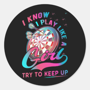 Sticker Rond Dart Girl Throwing Dartboard 180 fléchettes