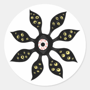 Sticker Rond D'art gothique étrange de monstre déplaisant