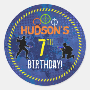 Sticker Rond Dart Wars Party Dart Gun Anniversaire