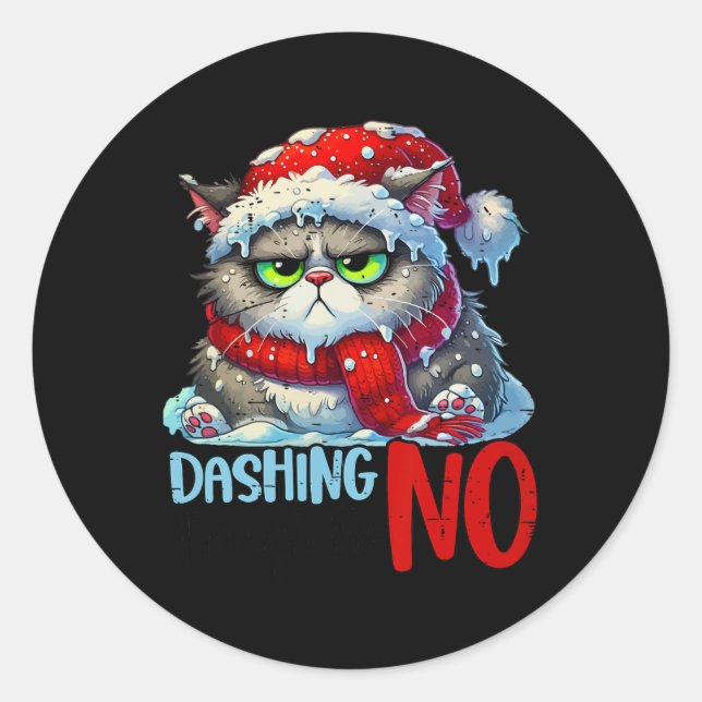 Sticker Rond Dashing À Travers Le No Drôle Sarcastique Noël C (Devant)