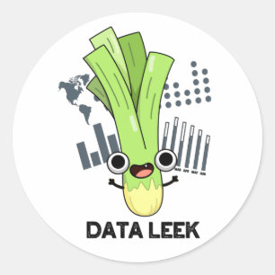 Sticker Rond Data Leek Funny Ordinateur Veggie Pun