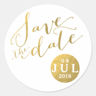 Sticker Rond Date du glamour à huile d'or   Enregistrer les sti