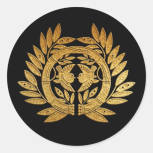 Sticker Rond Date Kamon Takeni Suzume en or