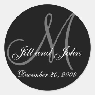 Sticker Rond Date, prénoms et sticleur de monogramme initial