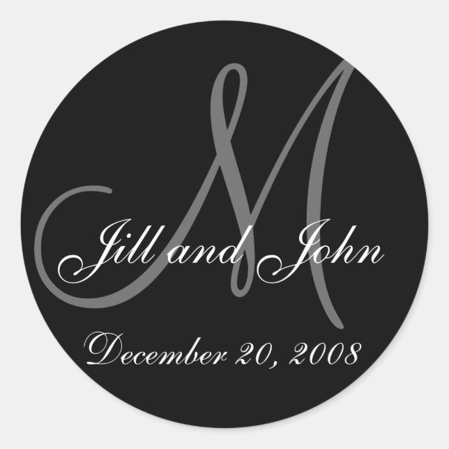 Sticker Rond Date, prénoms et sticleur de monogramme initial (Devant)