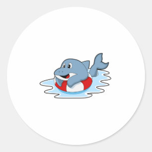 Sticker Rond Dauphin à la natation avec anneau de natation.PNG