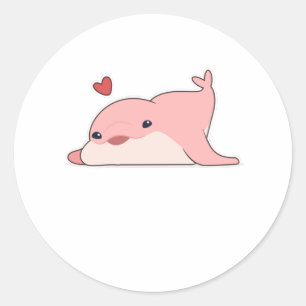 Sticker Rond Dauphin à l'amour avec le coeur