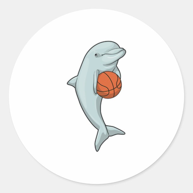 Sticker Rond Dauphin au Basketball Sports (Devant)