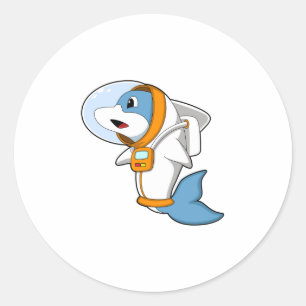 Sticker Rond Dauphin en astronaute avec costume