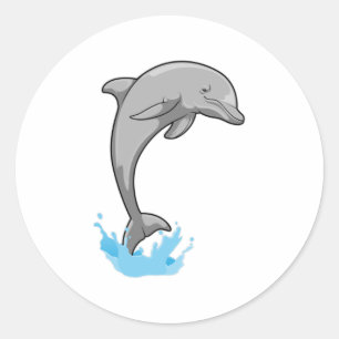 Sticker Rond Dauphin sur l'eau