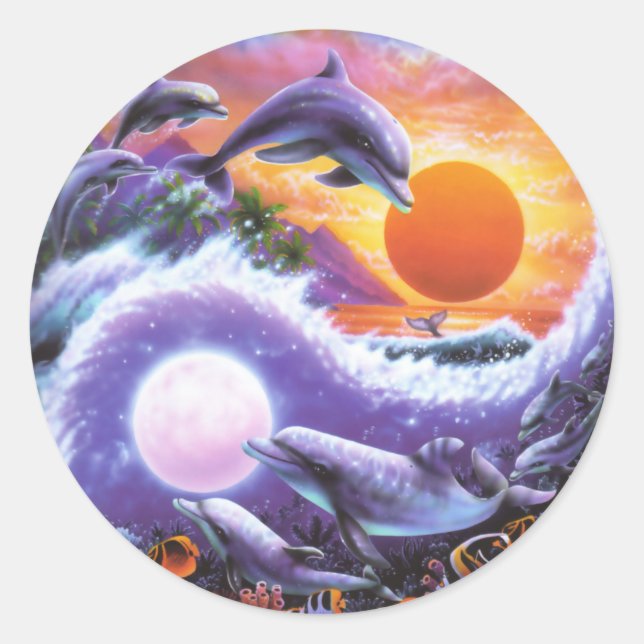 Sticker Rond Dauphins (Devant)