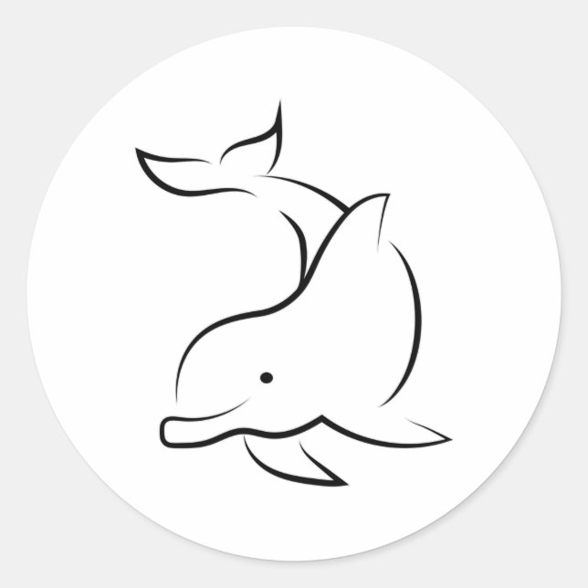 Sticker Rond Dauphins Mer Dolphin Océan Animal Eau Idée Cadeau (Devant)