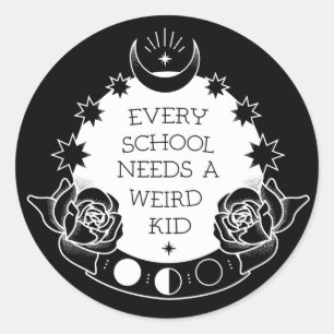 Sticker Rond D'autocollants étranges monochromes de tatouage d